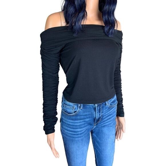 I AM GIA Black Quartz Top 2.0 Off the Shoulder Long Sleeve Bamboo Large Revolve - Picture 4 of 7